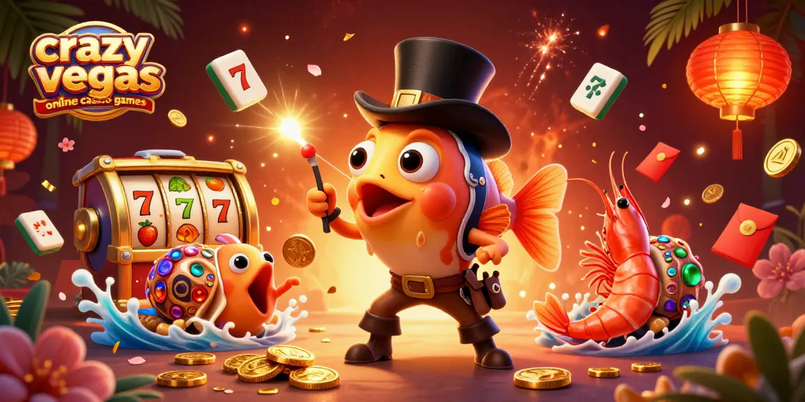 Engage with crazyvegas online casino games in this vibrant 3D visual, showcasing an anglerfish and treasure elements.