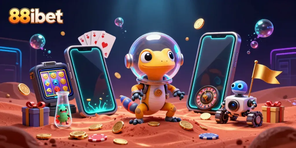 Experience thrilling wins at 88ibet with a vibrant 3D casino scene bursting with excitement and winning elements.