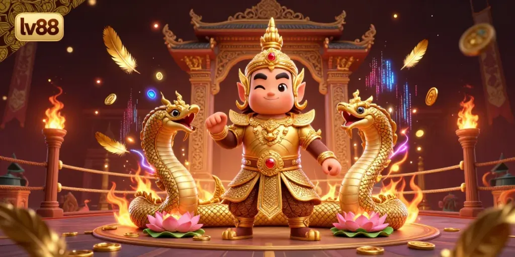 Experience thrilling gameplay and vibrant energy in the lv88 online casino with stunning 3D illustration featuring unique gaming elements.